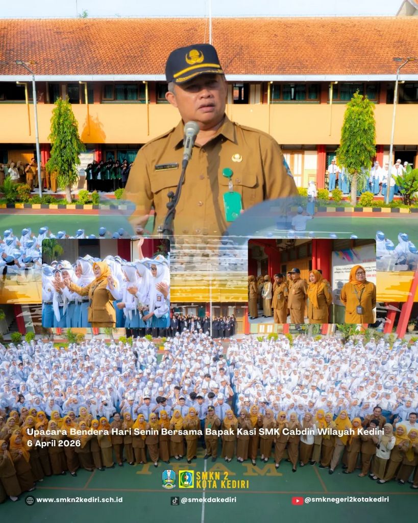 Upacara bendera berlangsung dengan khidmat, dipimpin oleh pembina upacara, Bapak Sidik Purnomo, S.Pd., M.Si., selaku Kepala Sie SMK Cabdindik Wilayah Kediri.